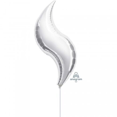 Elegant 28" silver curve foil balloon, perfect for modern celebrations and reusable for eco-friendly decor.