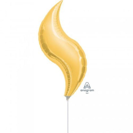 Mini Shape Gold Curve 28" balloon, 25cm x 71cm, elegant gold foil decoration for parties and events.