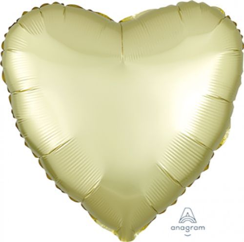 45cm pastel yellow heart-shaped foil balloon with a satin finish, perfect for celebrations and party decoration.