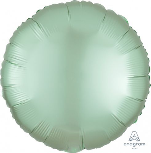 Luxurious 45cm mint green circle balloon, perfect for elegant event decor and celebrations, featuring a satin finish.