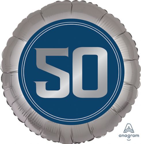 Bright 45cm balloon with "Happy 50th Birthday!" design, perfect for celebrating a milestone birthday in style.