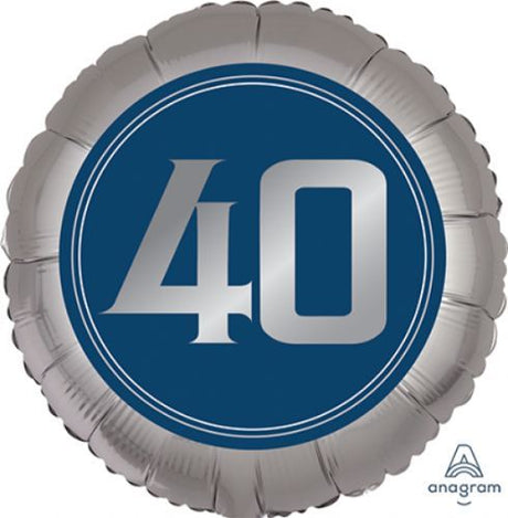 Vibrant 45cm balloon celebrating a 40th birthday with 'Happy Birthday' design, perfect for decorations and gifts.