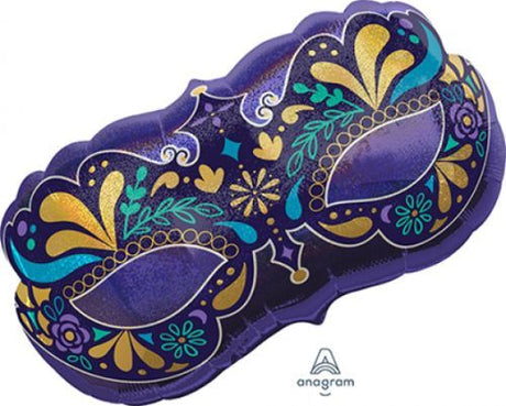 Holographic Mardi Gras mask with stunning design, perfect for festive occasions and adding elegance to any outfit.