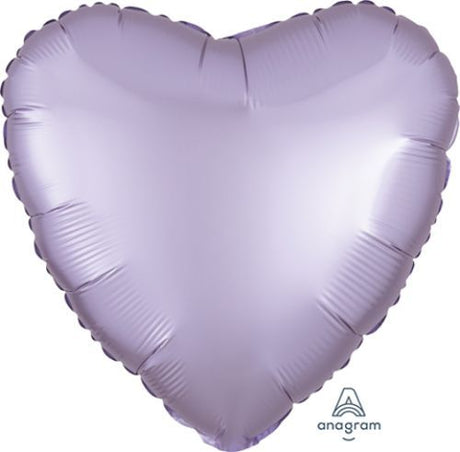 Pastel lilac heart-shaped balloon, 45cm, satin luxe finish perfect for celebrations and events.