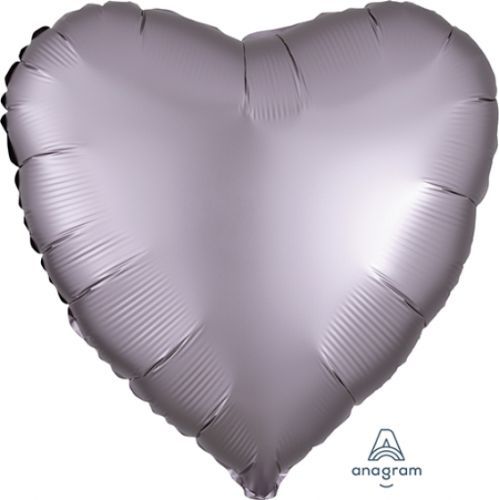 45cm heart-shaped greige satin balloon, perfect for elegant celebrations and versatile decoration.