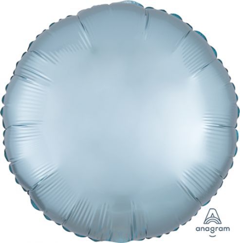 45cm pastel blue circle balloon with a satin luxe finish, perfect for elegant party decorations and celebrations.