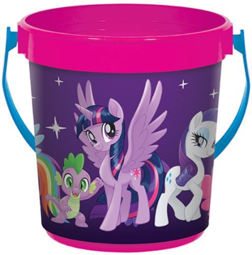 Colorful My Little Pony favor container, 5x5 inches, perfect for sweets and toys at themed parties.