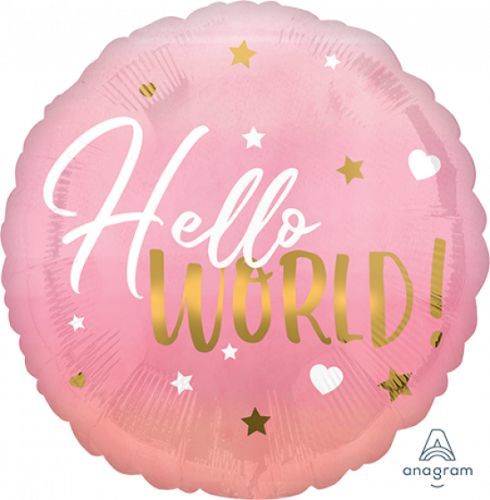 45cm Standard Balloon HX Pink Baby Girl Hello World