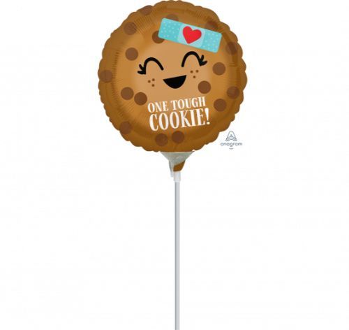 Vibrant 22cm foil balloon featuring a "One Tough Cookie" design, perfect for parties and celebrations.