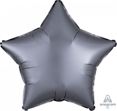 45cm satin finish graphite star balloon, perfect for elegant decorations at various celebrations and events.