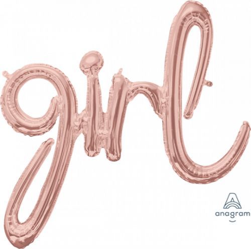 Rose Gold Script Phrase Balloon for celebrations, 73cm x 76cm, self-sealing, perfect for parties and events.