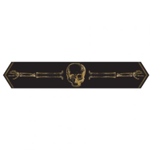 Skeleton Design Table Runner with eerie elegance, 33cm x 1.85m, perfect for Halloween or unique everyday dining decor.