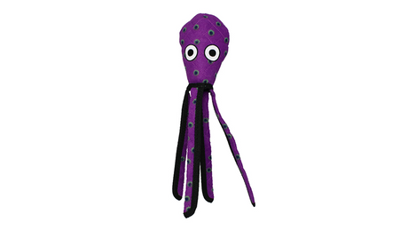 Durable purple squid dog toy from Tuffy Sea Creatures, perfect for tough chewers and playful, safe fun.