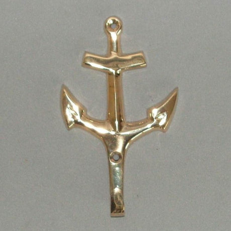 Elegant Indian brass anchor key hook, 14cm long, perfect for stylish organization and nautical-themed decor.