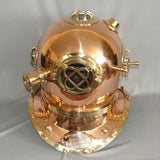 Vintage Brass & Copper Divers Helmet replica, 48x48x52cm, showcasing intricate details and nautical charm for home decor.
