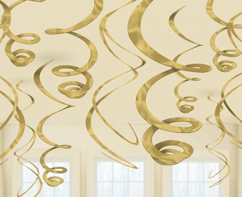 Plastic Swirl Decorations - Gold - (Pack of 12)