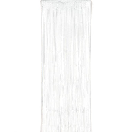 Elegant Metallic Curtain White, 8'x3', enhances decor with light control and glamour, perfect for any interior style.