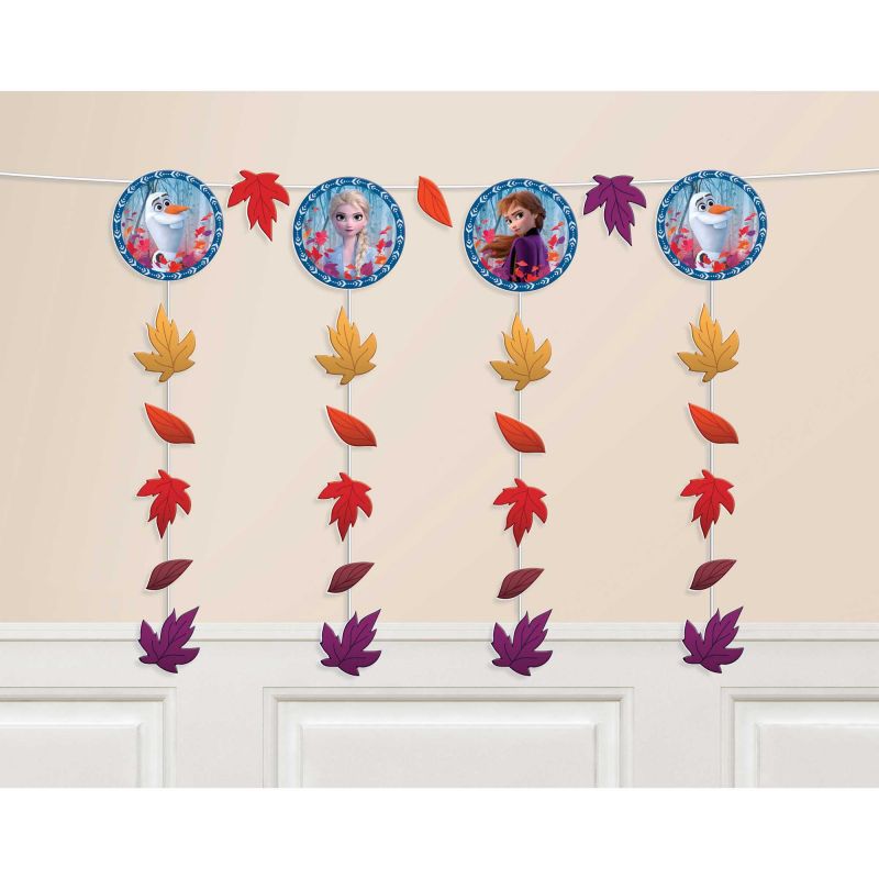 Vibrant Frozen 2 hanging string decorations with favorite characters, perfect for themed parties and celebrations, 53cm long.