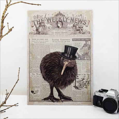 Vintage Kiwi wall art featuring retro design, vibrant colors, and durable ACM material, perfect for indoor or outdoor display.