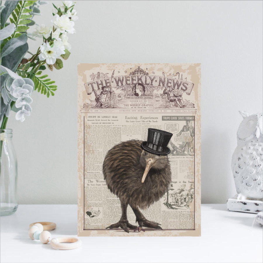 Vintage Kiwi wall art showcasing New Zealand's culture, printed on durable ACM, perfect for indoor/outdoor decor.