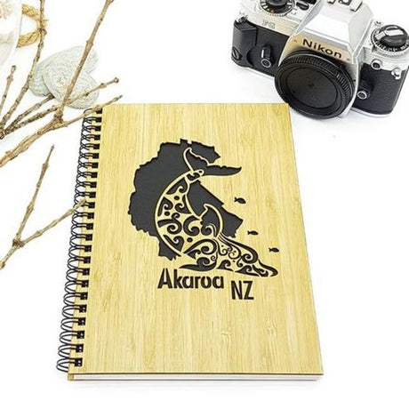 Eco-friendly Small Bamboo Journal: Akaroa with a natural bamboo cover and 110 pages of high-quality cartridge paper.