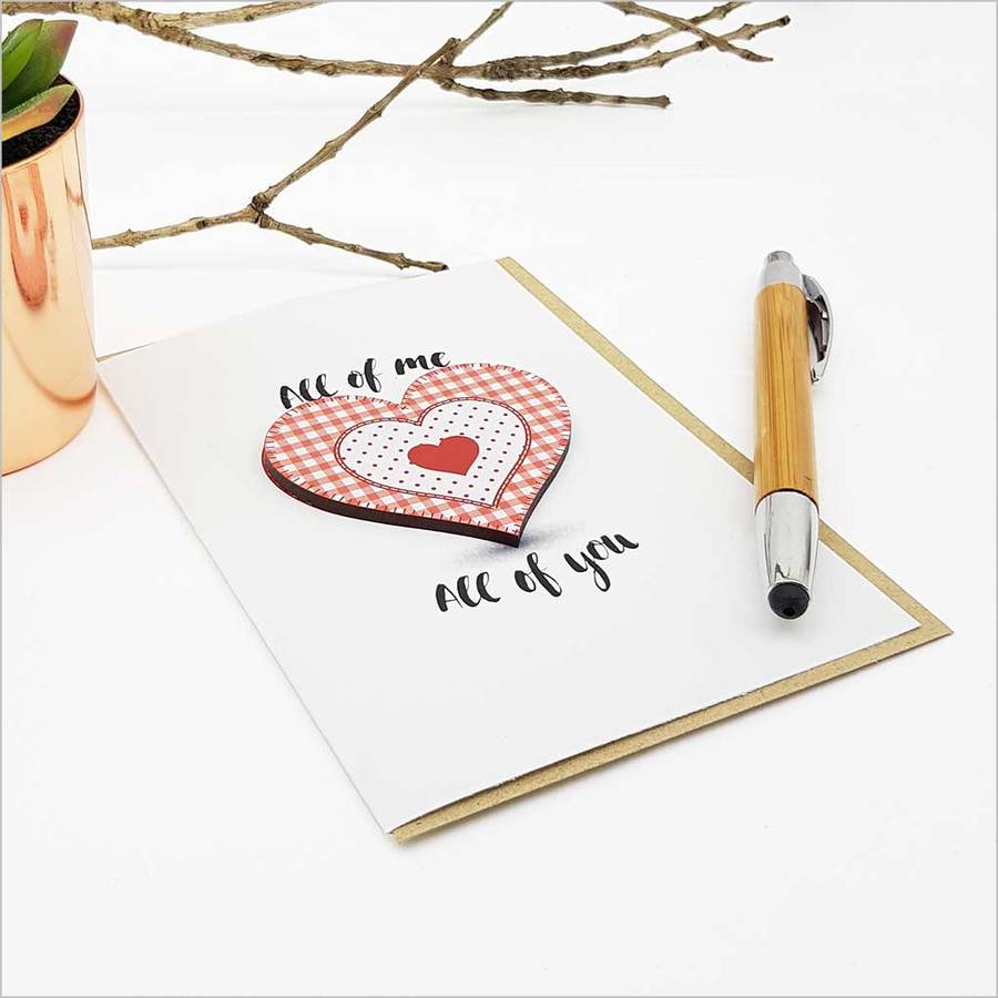 Exquisite heart-embellished greeting card on textured cardstock, perfect for heartfelt occasions and personal messages.