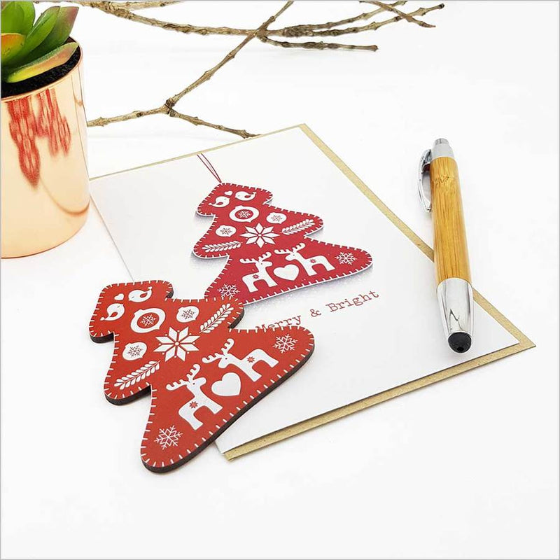 Greeting Card with Embellishment: Merry & Bright