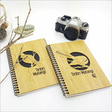 Eco-friendly Small Bamboo Journal featuring a laser-cut Fantail design, perfect for writing and sketching.