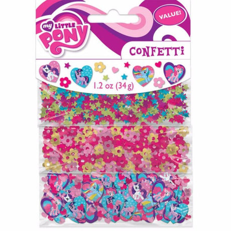 Vibrant My Little Pony confetti pack with colorful designs, perfect for parties and celebrations.