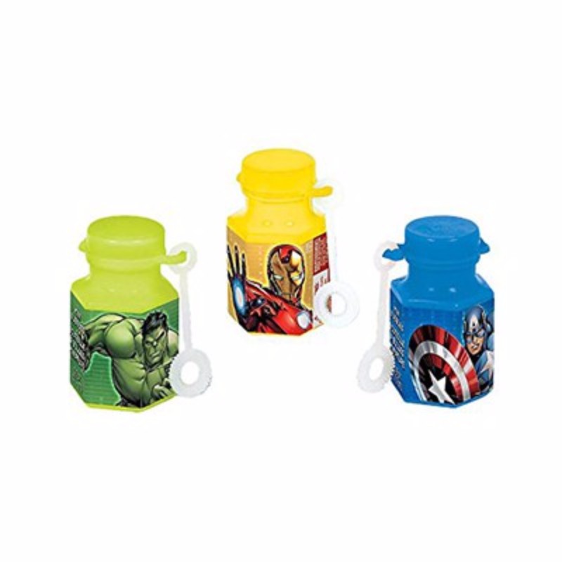 Avengers Mini Bubbles Favors - Pack of 12, featuring popular designs for fun superhero-themed parties and activities.