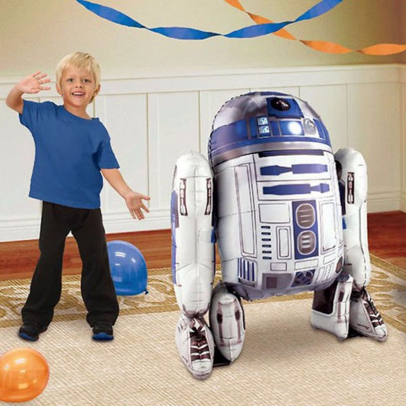 Airwalker Star Wars R2D2 foil balloon, 86cm x 96cm, self-sealing, perfect for themed parties and celebrations.