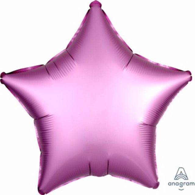 45cm flamingo pink star foil balloon, perfect for glamorous celebrations and party decor, floats gracefully with helium.