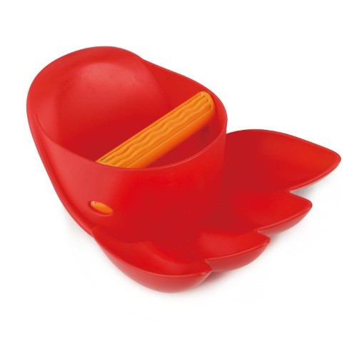 Bright red Hape Power Paw Toy designed for toddlers, perfect for outdoor sand and water play, encouraging creativity and active exploration.