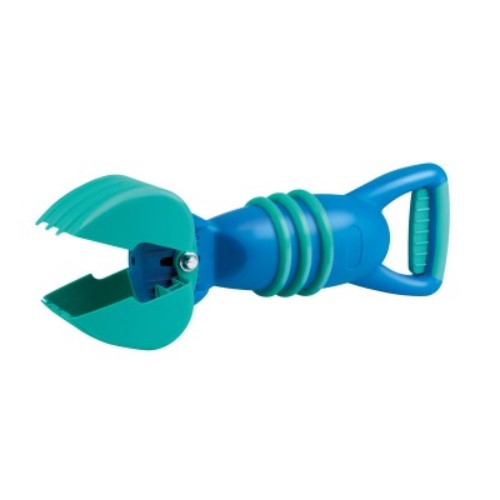 Vibrant blue Hape Grabber Sand Toy for kids 2+, ideal for picking up sand and treasures during outdoor play.