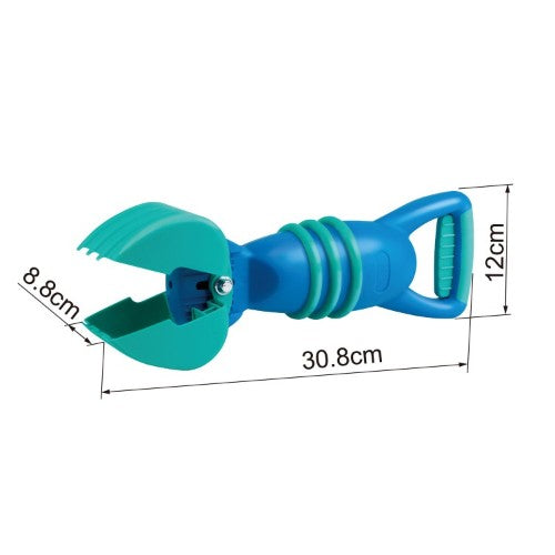 Hape Grabber Sand Toy in blue, a user-friendly squeeze toy for toddlers to pick up sand and treasures during outdoor play.