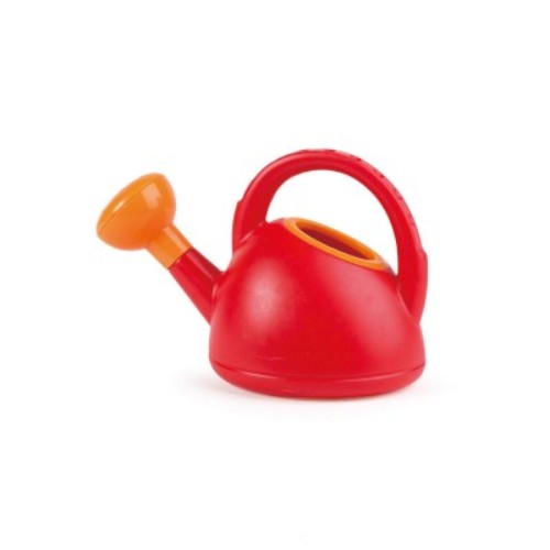 Bright red watering can designed for toddlers, ideal for encouraging imaginative gardening play and nurturing nature skills.