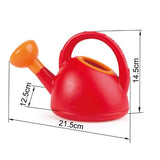 Red watering can designed for toddlers, encouraging imaginative gardening play and eco-friendly exploration.