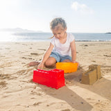 Colorful sand toys designed as Great Wall-inspired building blocks for toddlers, promoting creativity and outdoor play.