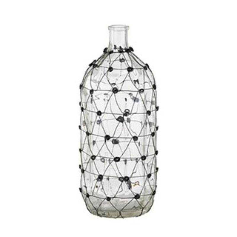 Elegant 46cm glass and wire vase with a modern design, perfect for showcasing floral arrangements in any decor.