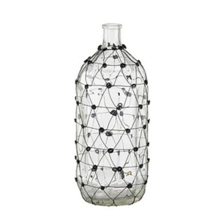 Elegant 46cm glass and wire vase with a modern design, perfect for showcasing floral arrangements in any decor.