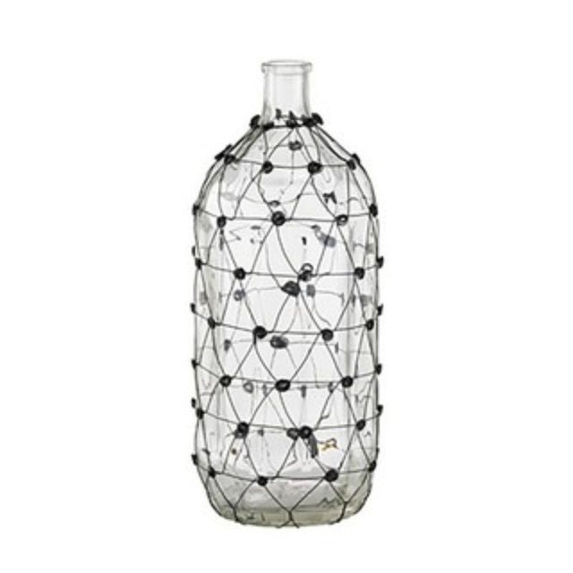 Elegant 46cm glass and wire vase with a modern design, perfect for showcasing floral arrangements in any decor.