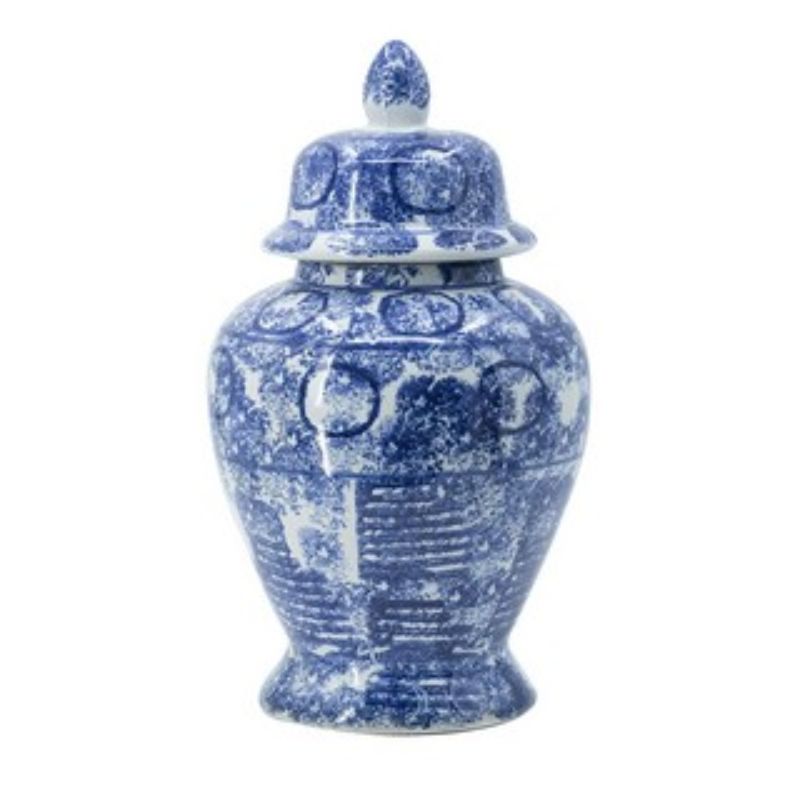 Elegant 43cm blue and white porcelain ginger jar with lid, perfect for classic decor and as a stunning centerpiece.