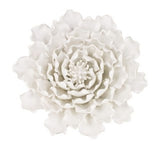 Handmade ceramic flower wall decor in cream, measuring 23.5x23.5x7.5 cm, featuring textured petals for elegant styling.
