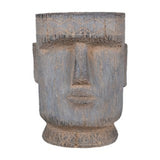 Easter Island Statue Planter in rustic stone finish, 32x32x43 cm, ideal for enhancing gardens and indoor spaces.