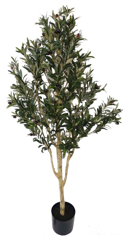 Lifelike 1850mm Artificial Olive Tree with vibrant green leaves and branches, perfect for enhancing any indoor or outdoor space.