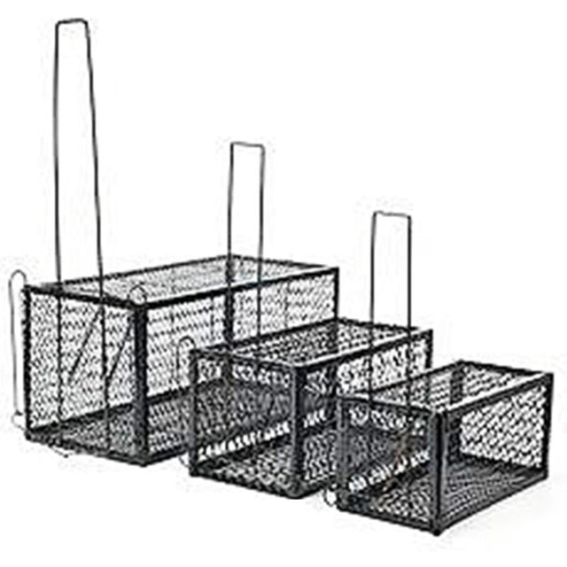 Humane mouse trap cages (set of 3) with durable design, measuring 11 x 11 x 24CM for effective rodent control.