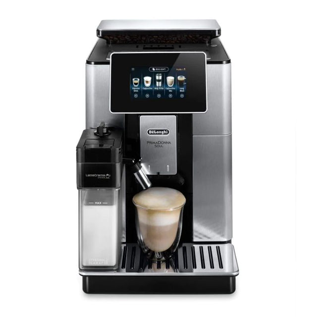 De'Longhi Primadonna Soul FAC Machine with Bean Adapt Technology, customizable settings, and 21 beverage options at your fingertips.