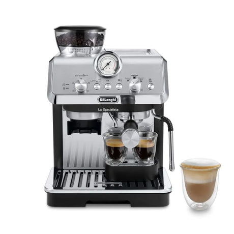 De'Longhi La Specialista Arte Manual Coffee Machine in white, featuring customizable grind settings and a steam wand for latte art.