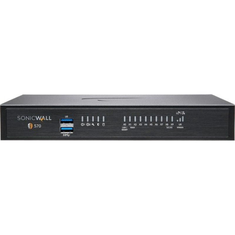 SonicWall TZ570 firewall appliance with 8 ports, designed for mid-sized organizations, offers advanced security and high-speed performance.