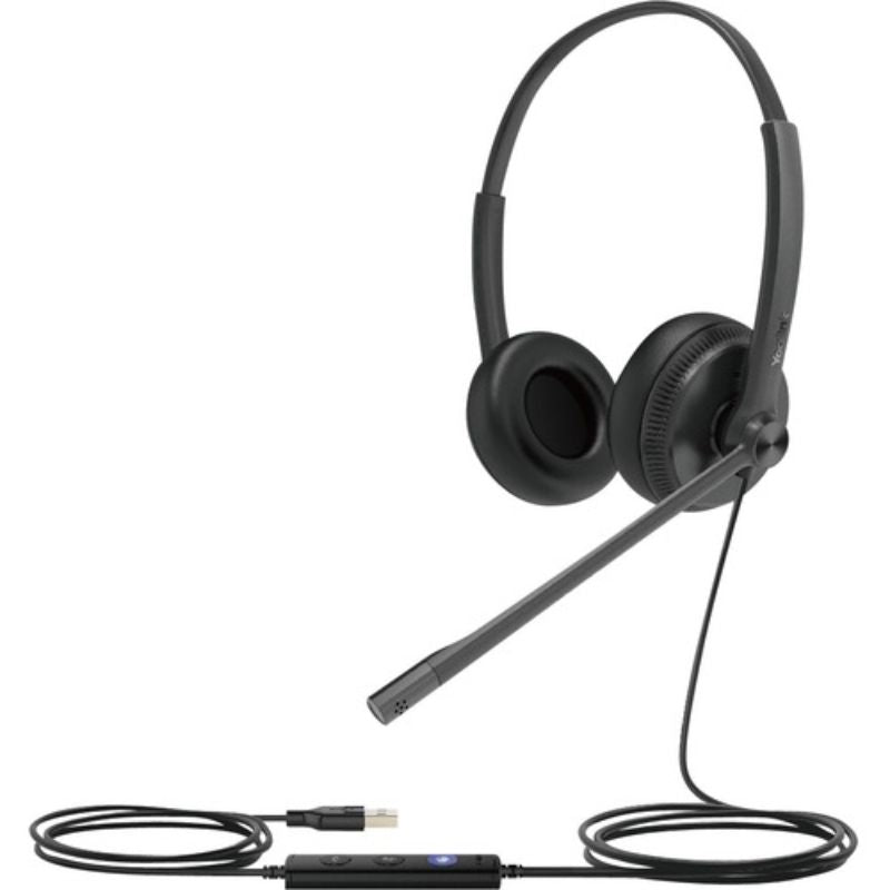 Yealink UH34 USB DUAL Wired Headset, USB-A 2.0, noise cancelling Microphone, Lea